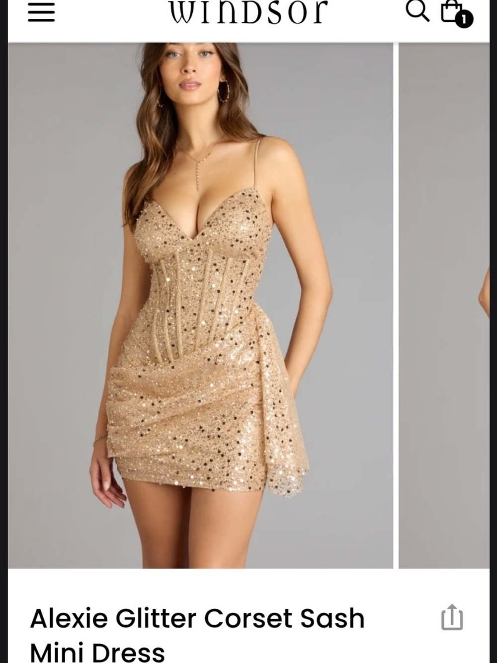 Windsor Gold Sequin Corset Sash Mini Dress